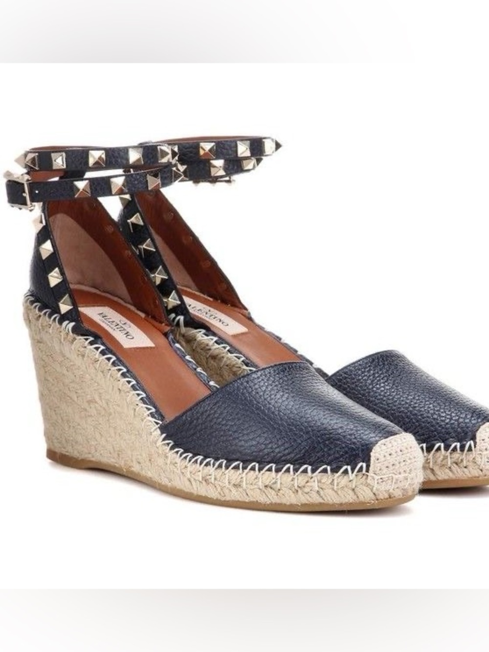 Valentino Navy Rockstud espadrilles 36 made in Italy